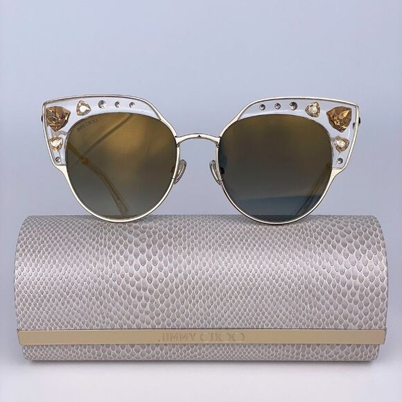 NEW Jimmy Choo AUDREY/S REJ Gray Gold Mirrored Women Sunglasses